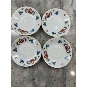 Vintage Porsgrund "Farmer's Rose" Porcelain Dessert‎ Plates 5.5" 4 Total